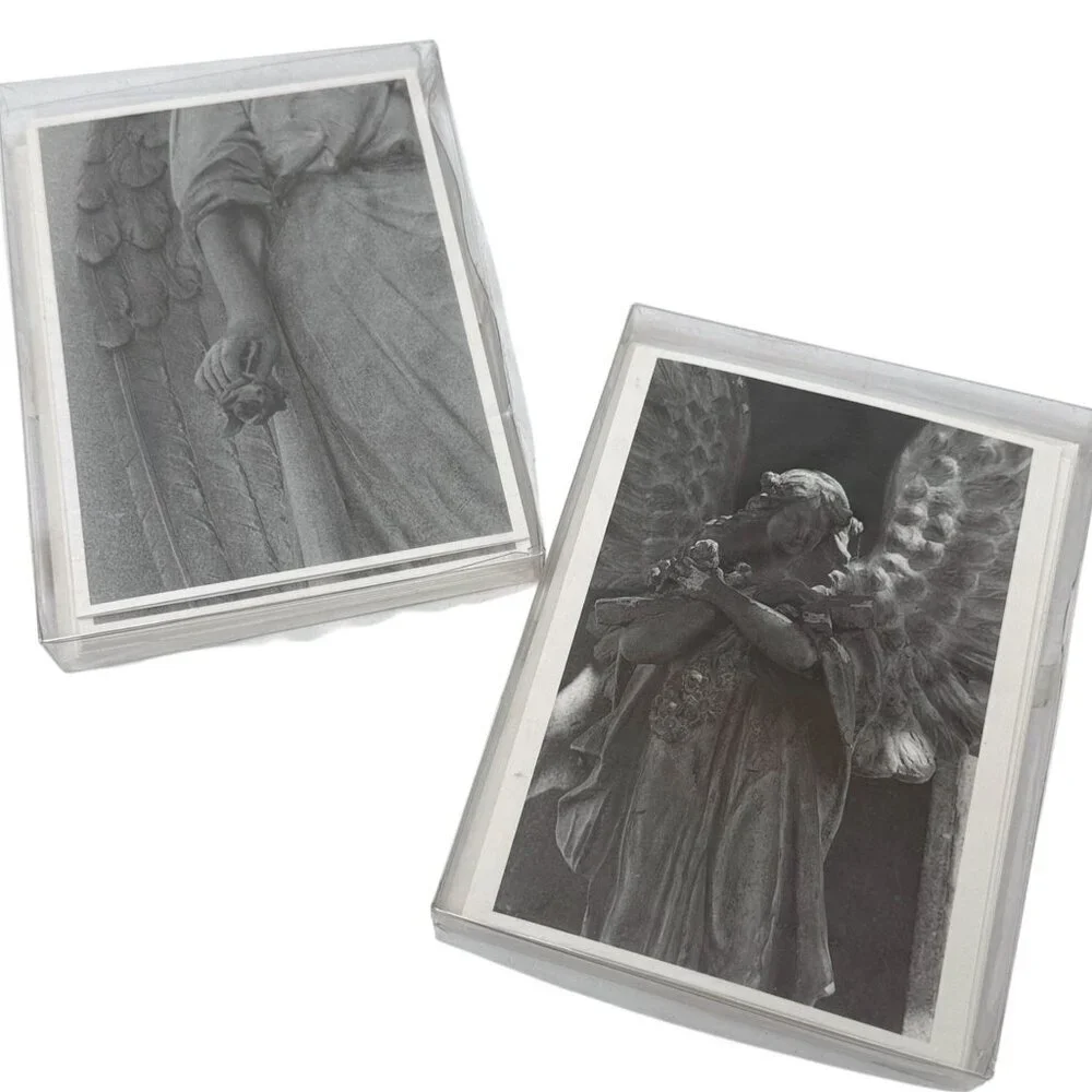 Pottery Barn Christmas Cards Angel Statue by Lilo Raymond 16 Cards, 2 Styles